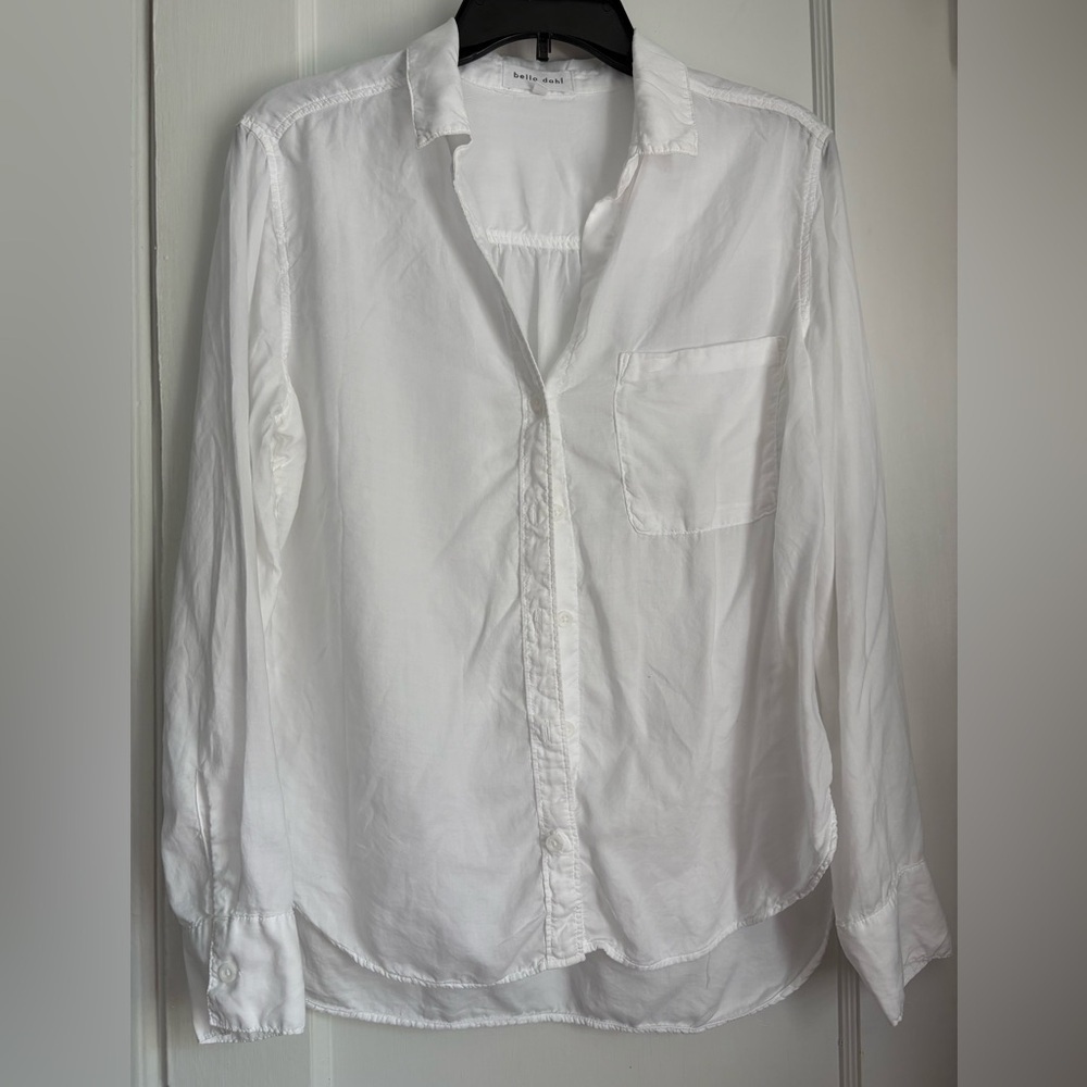 Bella Dahl White Casual Tail Button Down Long Sleeves Shirt, Sz: Medium